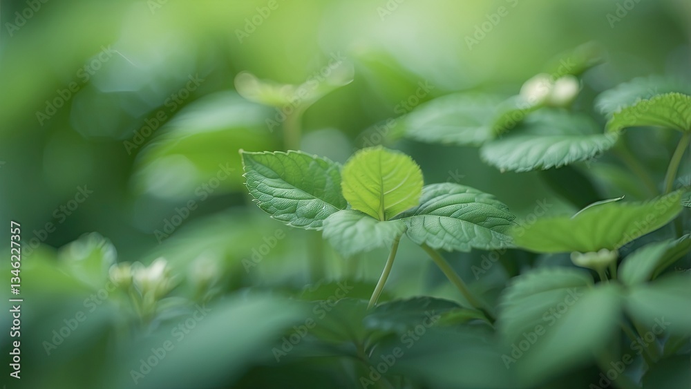 Fresh green leaves on branches, softly focused. Fresh green leaves on branches, softly focused.