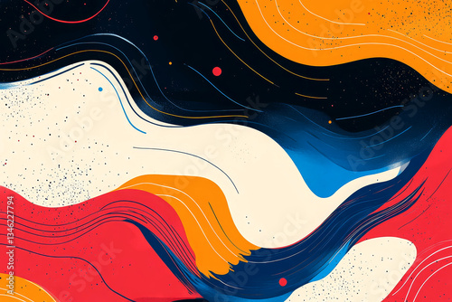 Abstract colorful illustration of waves and curves.