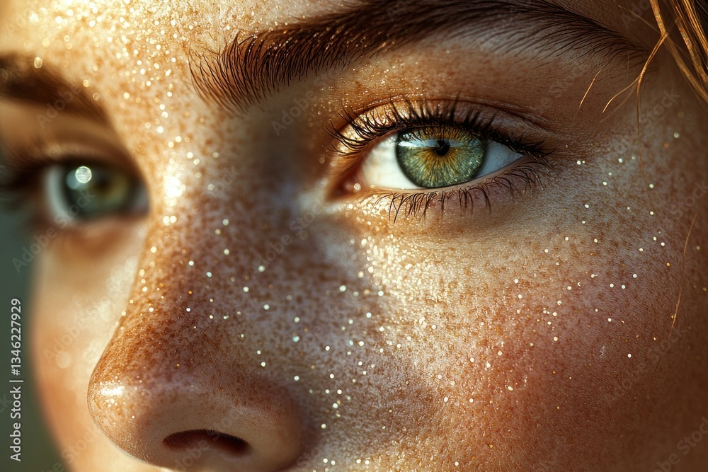 Close Up of Woman's Face with Exfoliating Scrub for Skincare and Beauty Routine