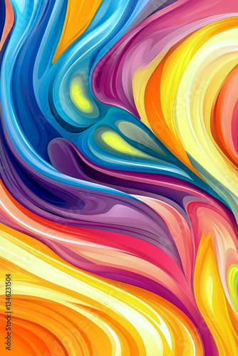 Abstract colorful illustration of waves and curves.