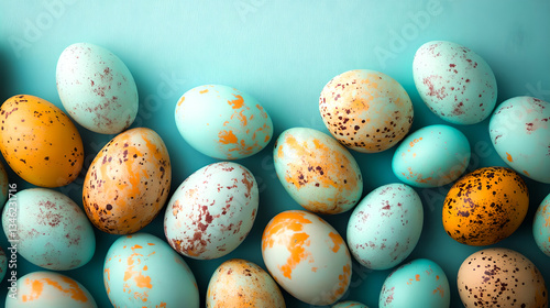 Easter eggs on a blue background. Easter