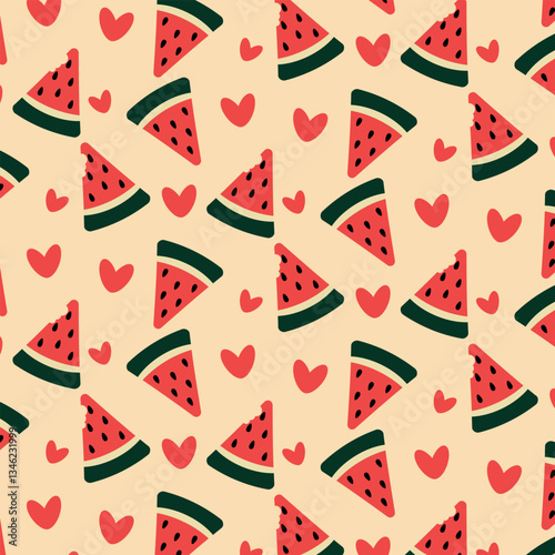 Watermelon slices vector pattern. National Watermelon day.