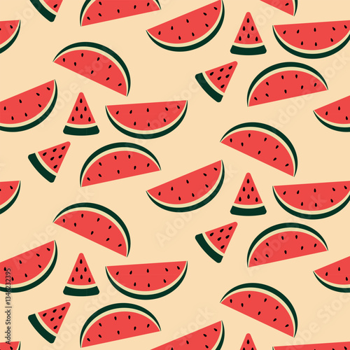 Watermelon slices vector pattern. National Watermelon day.