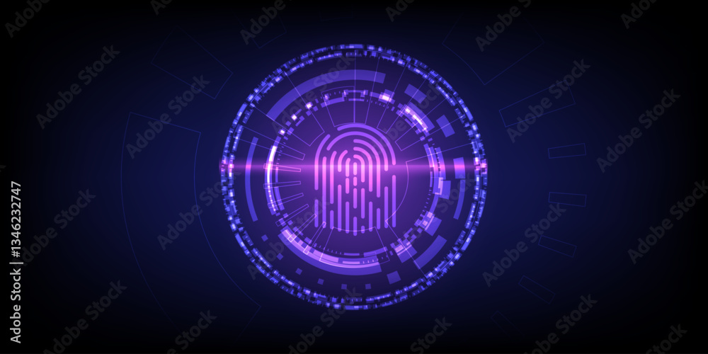 Fingerprint scan for secure access technology connection. Fingerprint scan for secure access technology connection.