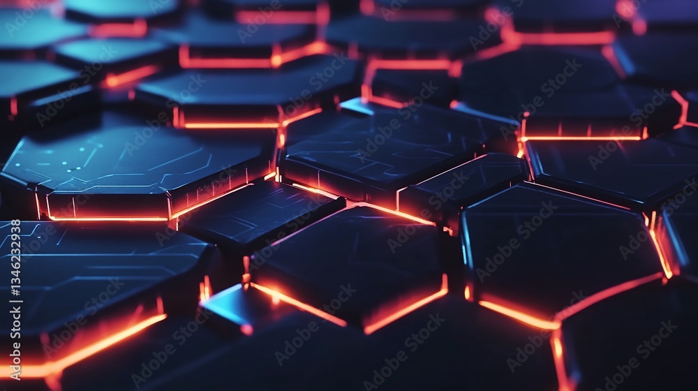 Glowing Hexagon Network, Abstract Digital Background Glowing Hexagon Network, Abstract Digital Background
