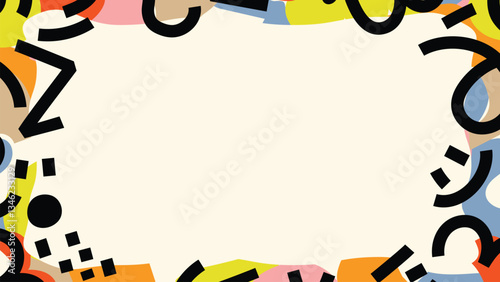 Colorful abstract frame illustration on pastel background