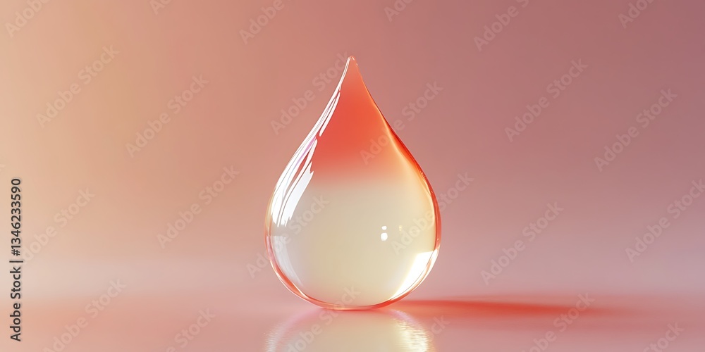 Obraz premium A delicate teardrop of coral and cream, reflecting light and purity, a symbol of hope and renewal against a soft pink backdrop.