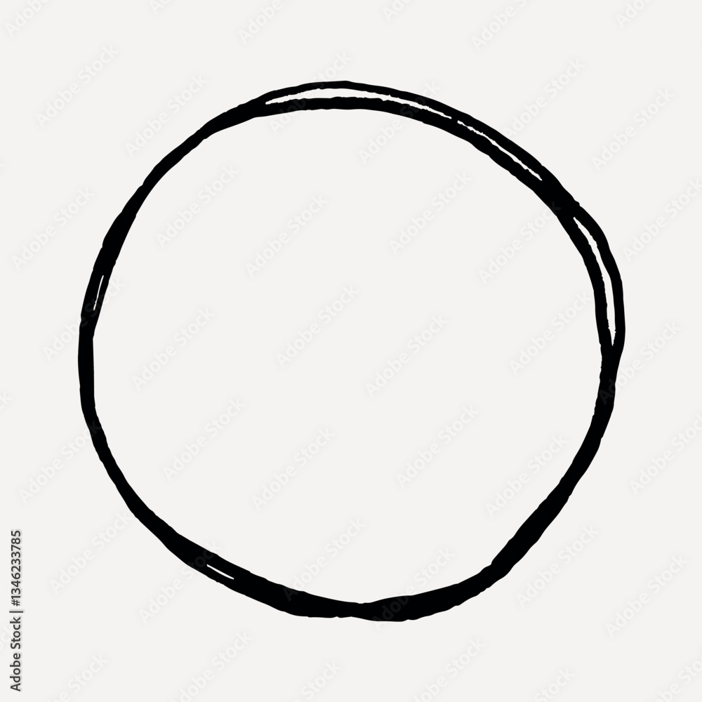 Hand-drawn imperfect black circle illustration vector Hand-drawn imperfect black circle illustration vector
