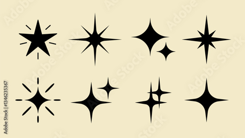 Shine star sparkle vector set. Sparkle star icons. Shine icon. Stars sparkle doodles vector. Set sparkles star symbols vector. Bright sparkle, star sparkle, shiny flash star. Star shine sparkle icon
