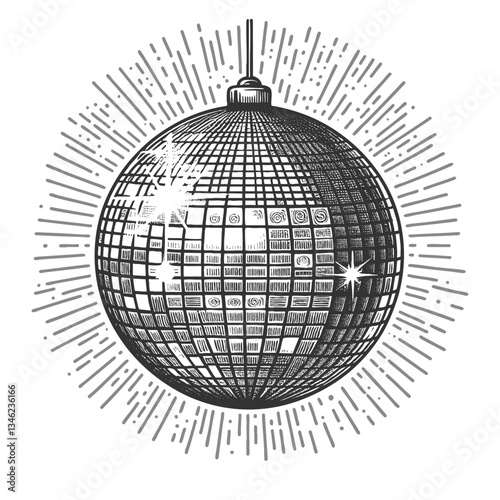 Disco Ball Radiating Light vector illustration