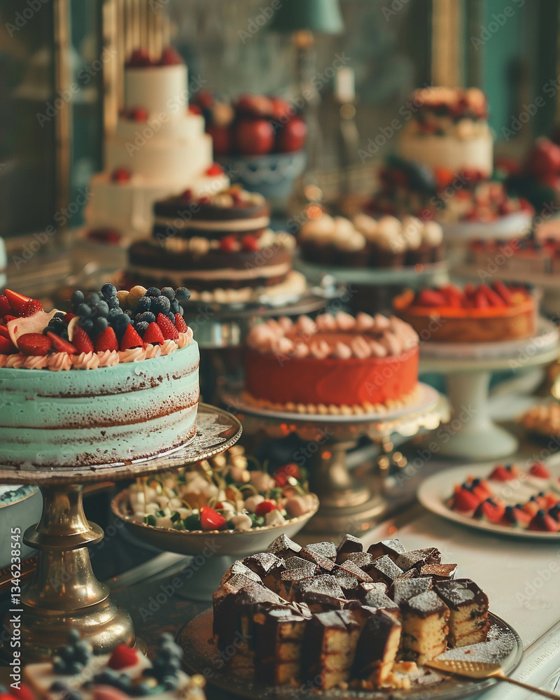 Lavish cake buffet with a variety of gourmet desserts Lavish cake buffet with a variety of gourmet desserts