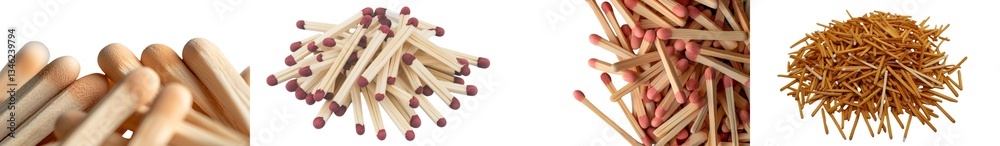 A white background isolates burning matchsticks, set apart from their surroundings A white background isolates burning matchsticks, set apart from their surroundings