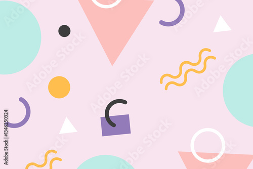 Purple abstract memphis background, cute patterned design vector