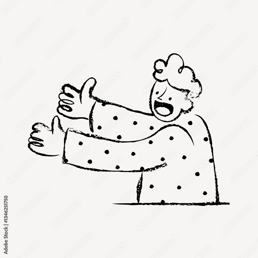 Welcoming embrace doodle, illustration vector