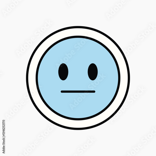 Poker face sticker icon, line art design vector