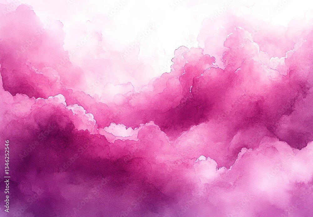 Fototapeta premium Abstract Pink and Purple Watercolor Cloud Background Dreamy Sky Texture