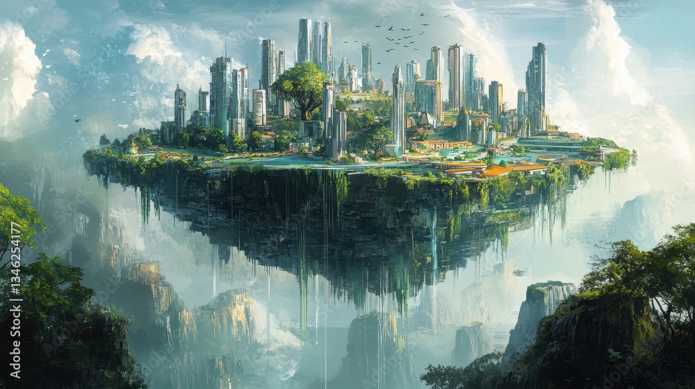 Conscious Living Dimension: A Floating City Where Inhabitants Embrace Sustainability and Harmony with Nature.