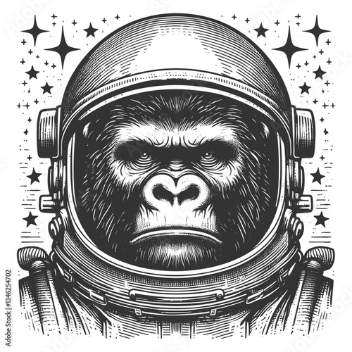 Gorilla Astronaut in Space Suit vector