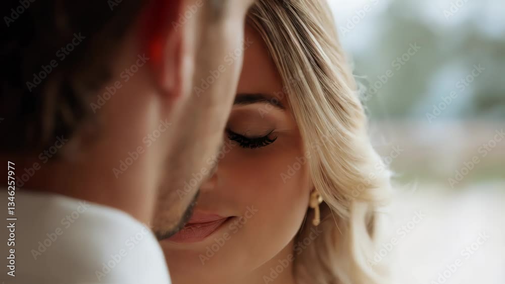 Close-up of a romantic couple facing each other with soft expressions and intimate connection
Close-up of a romantic couple facing each other with soft expressions and intimate connection