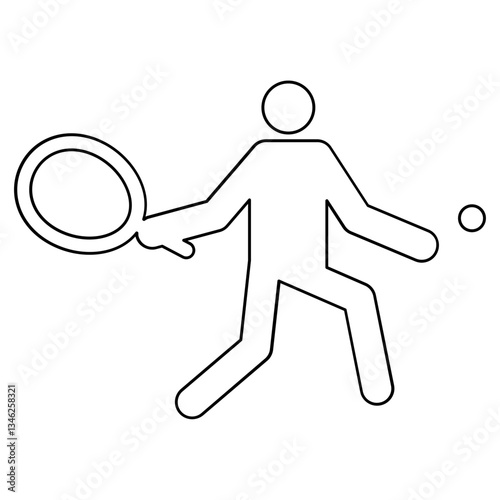 Playing tennis icon in line style