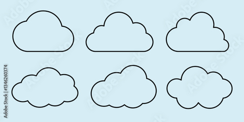 Quadro su tela Cloud outlines on a light blue background