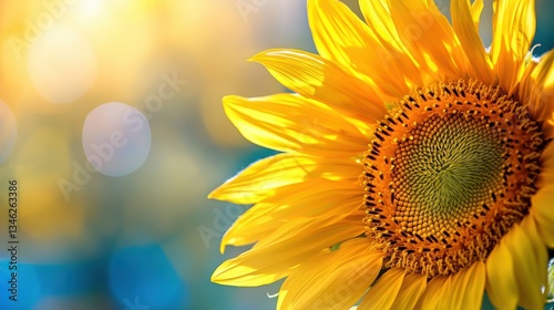 Bright Sunflower Bloom with Soft Focus Background in Natural Light