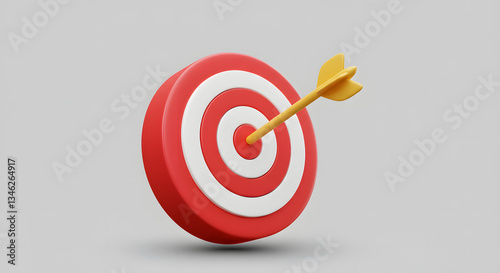 Red and White Target with Golden Arrow in Center Goal Achievement and Business Success Concept