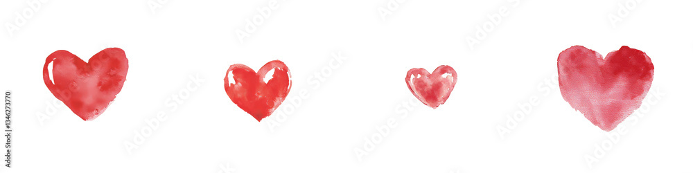 A watercolor illustration of a red heart on white, embodying the themes of Valentine's Day and love A watercolor illustration of a red heart on white, embodying the themes of Valentine's Day and love