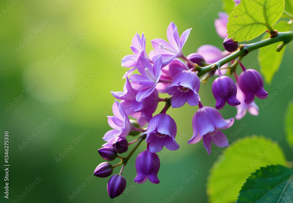 Purple Clerodendrum Flowers and Green Foliage Purple Clerodendrum Flowers and Green Foliage