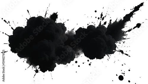 Ethereal and Dramatic Abstract Smoke Burst in Dark Monochrome Tones, Spreading Elegantly 
Across a White Space to Create a Powerful Visual Composition
