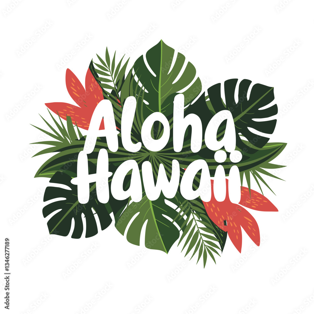 Obraz premium Aloha Hawaii Tropical Leaves Design