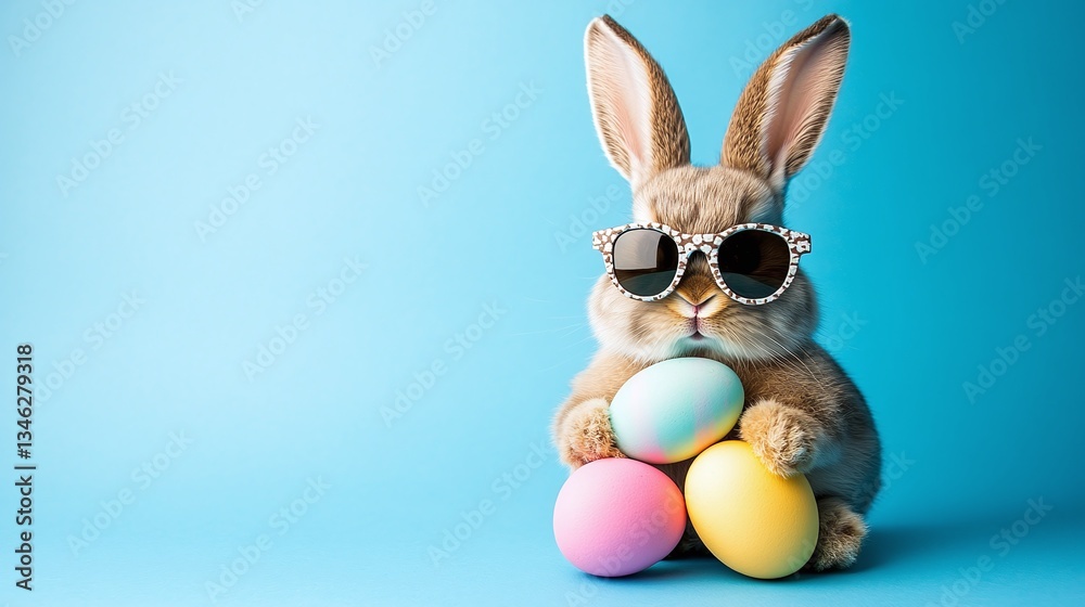 Fototapeta premium easter bunny with easter eggs