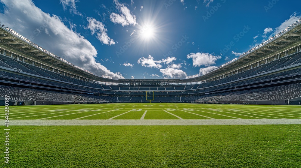 Fototapeta premium Sunny day at an empty American football stadium.