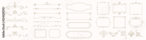 Elegant decorative borders and frames in various styles. These intricate borders and frames add a classic touch to any design. Perfect for vintage-themed projects. Vintage ornamental elements vector.