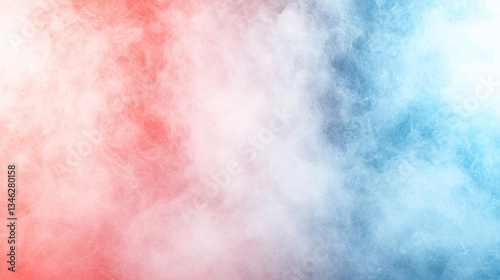 Swirling clouds blend red & blue into white smoke abstract background