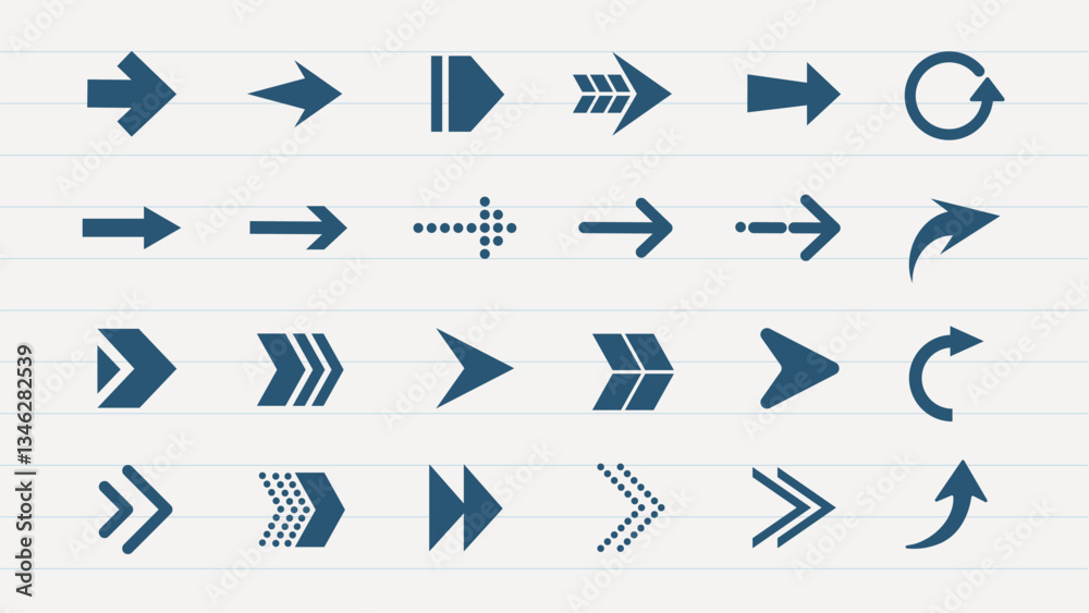 Collection of various arrow icons in different styles and directions. Arrows include straight, curved, and dotted designs. Perfect for navigation and design projects. Graphic element set. Vectors. Collection of various arrow icons in different styles and directions. Arrows include straight, curved, and dotted designs. Perfect for navigation and design projects. Graphic element set. Vectors.