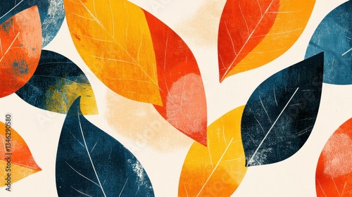 Colorful Autumn Leaves Background with Fall Foliage Design. (2)