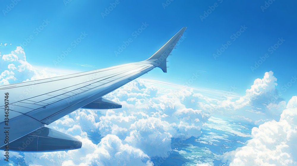 Obraz premium Airplane wing in the clouds 