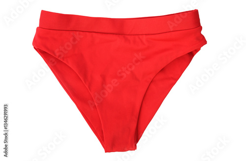 Beautiful women's red panties without a background. sexy underwear. Elegant red women's underwear, top view