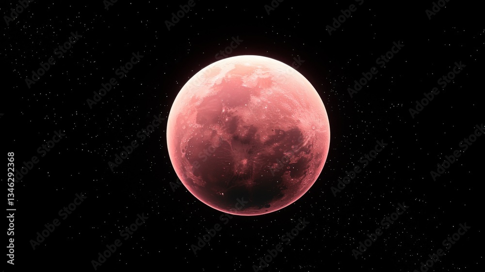 Fototapeta premium Captivating Pink Planet Surrounded by Stars in Deep Space, Highlighting Celestial Beauty and Cosmic Wonderment