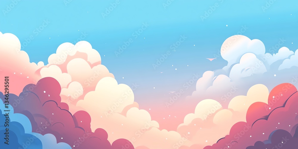 Obraz premium Colorful Clouds at Sunset Create a Dreamy Atmosphere in a Serene Sky Filled With Soft Pastels and Hues