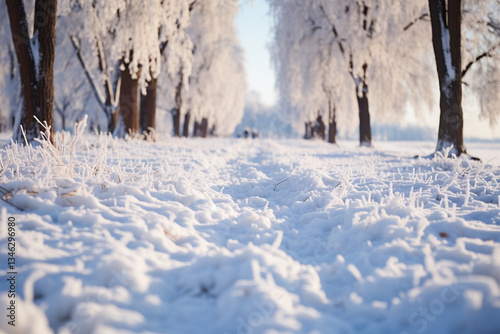 In ethereal realm of a wintry landscape, where time itself appears to languish and gentle symphony of one footsteps upon crisp snow resonates as sole melody