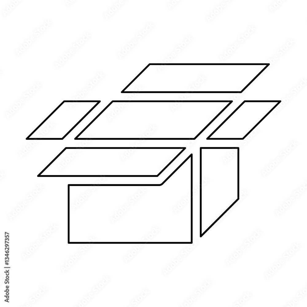 Open box icon in line style Open box icon in line style