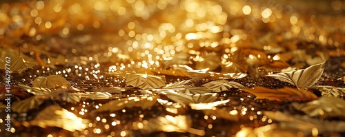Golden Carpet - Gleam of Golden Leaves on the Ground