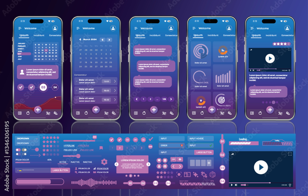 A sleek fitness app interface template featuring responsive design elements, including dashboards, charts, and statistics. Perfect for tracking health, weekly progress, and sports activities