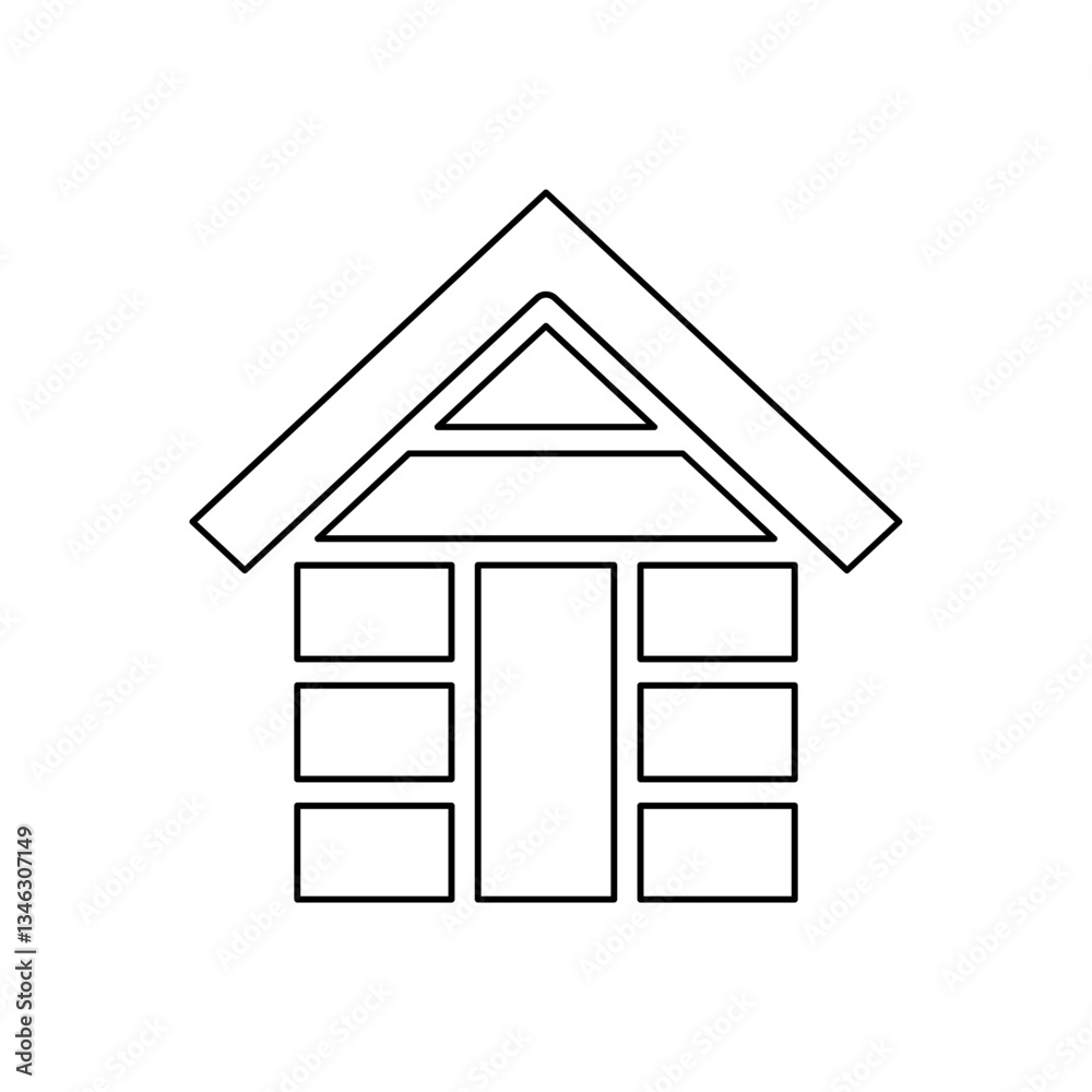 Wooden house icon in line style Wooden house icon in line style
