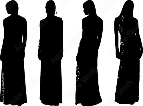 Black and White Female Silhouettes – Minimalist Art