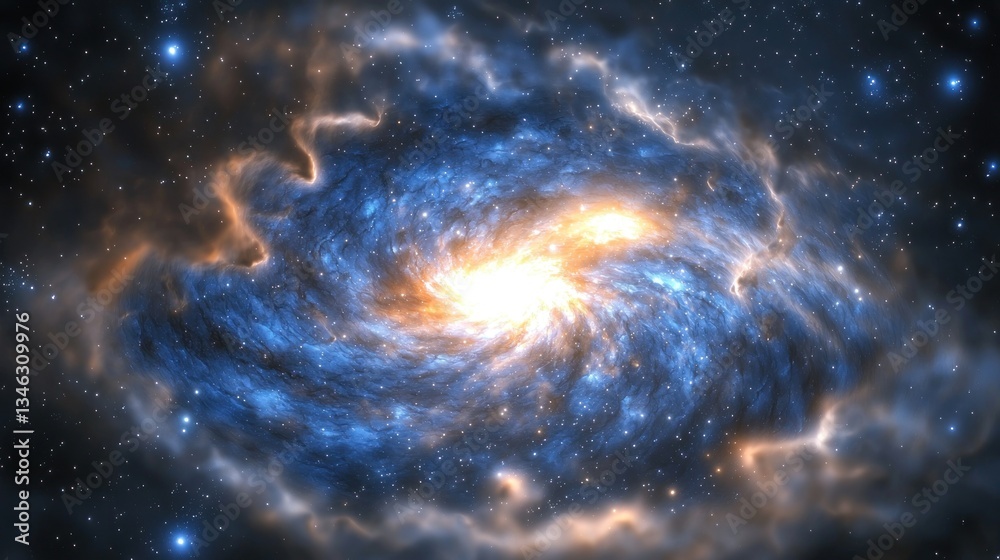 Fototapeta premium Cosmic Spiral Galaxy: A Celestial Tapestry of Stars and Nebulae