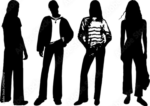 Black and White Female Silhouettes – Minimalist Art