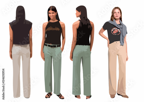 Colorful Women Silhouettes – Modern Vector Illustration